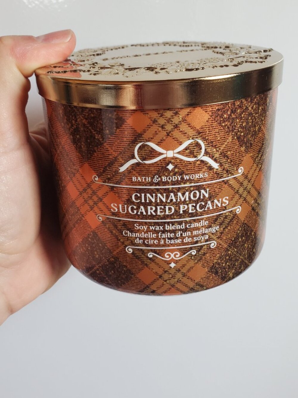 BATH & BODY WORKS Cinnamon Sugared Pecans 3 Wick Candle Soy Wax Blend 14.5oz - Picture 5 of 7